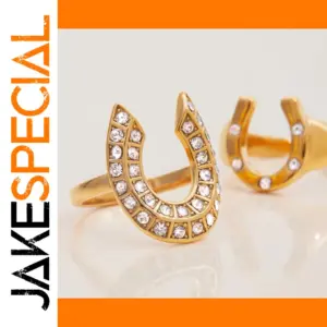 Stainless Steel Gold-Tone Zirconia U-Shaped Ring