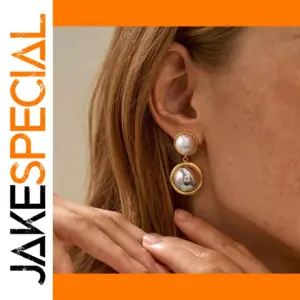 Stainless Steel Pearl and Mirror Earrings