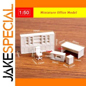 Miniature White Office Set for Dioramas
