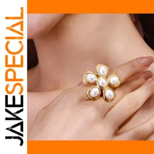 Stainless Steel Gold Flower Ring for Women
