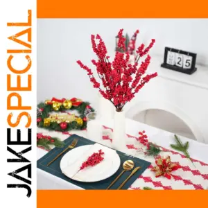 Artificial Red Berry Branch for Holiday Decor