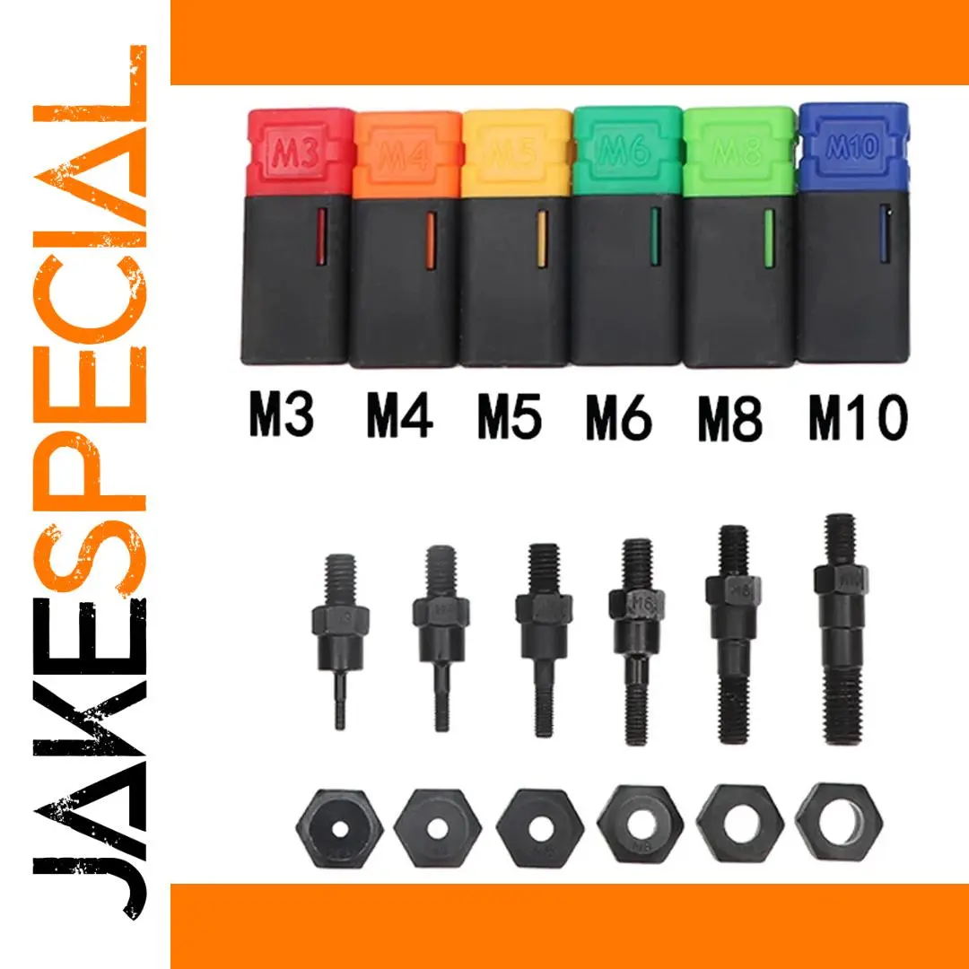 Rivet Nut Tool Set with Color-Coded Heads 1 Rivet Nut Tool Set with Color-Coded Heads
