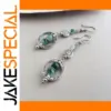 Bohemian Silver Drop Earrings with Green Stones