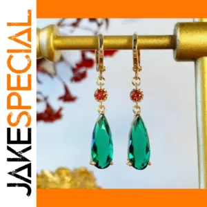 Elegant Green and Red Drop Earrings for Women