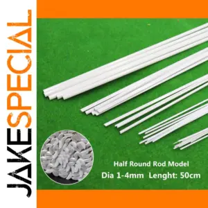 White Semi-Round ABS Plastic Rods Set, 15 Pieces