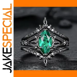 Bold Green Zircon Women's Ring with Geometric Design