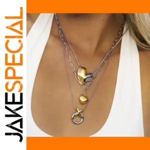 Two-Tone Stainless Steel Heart Necklace for Women
