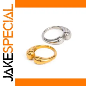 Stainless Steel Gold Tone Open Women's Ring