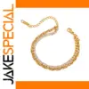 Stainless Steel Gold-Tone Double-Layer Bracelet