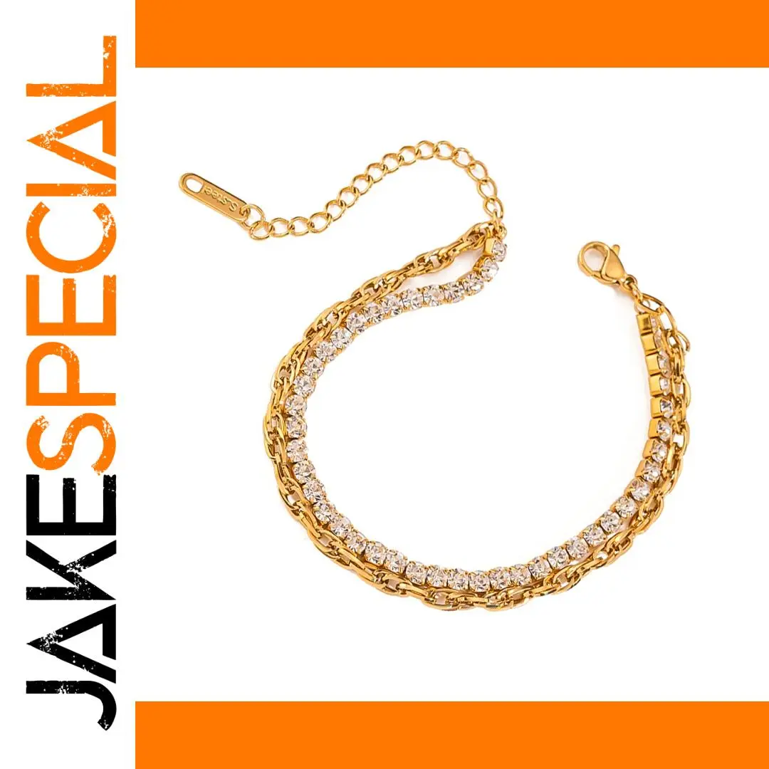 Stainless Steel Gold-Tone Double-Layer Bracelet 1 Stainless Steel Gold-Tone Double-Layer Bracelet