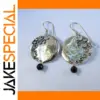 Vintage Silver Drop Earrings with Black Beads