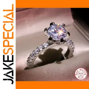 Silver Zircon Geometric Ring for Women