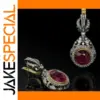 Vintage Waterdrop Earrings with Deep Red Gemstones