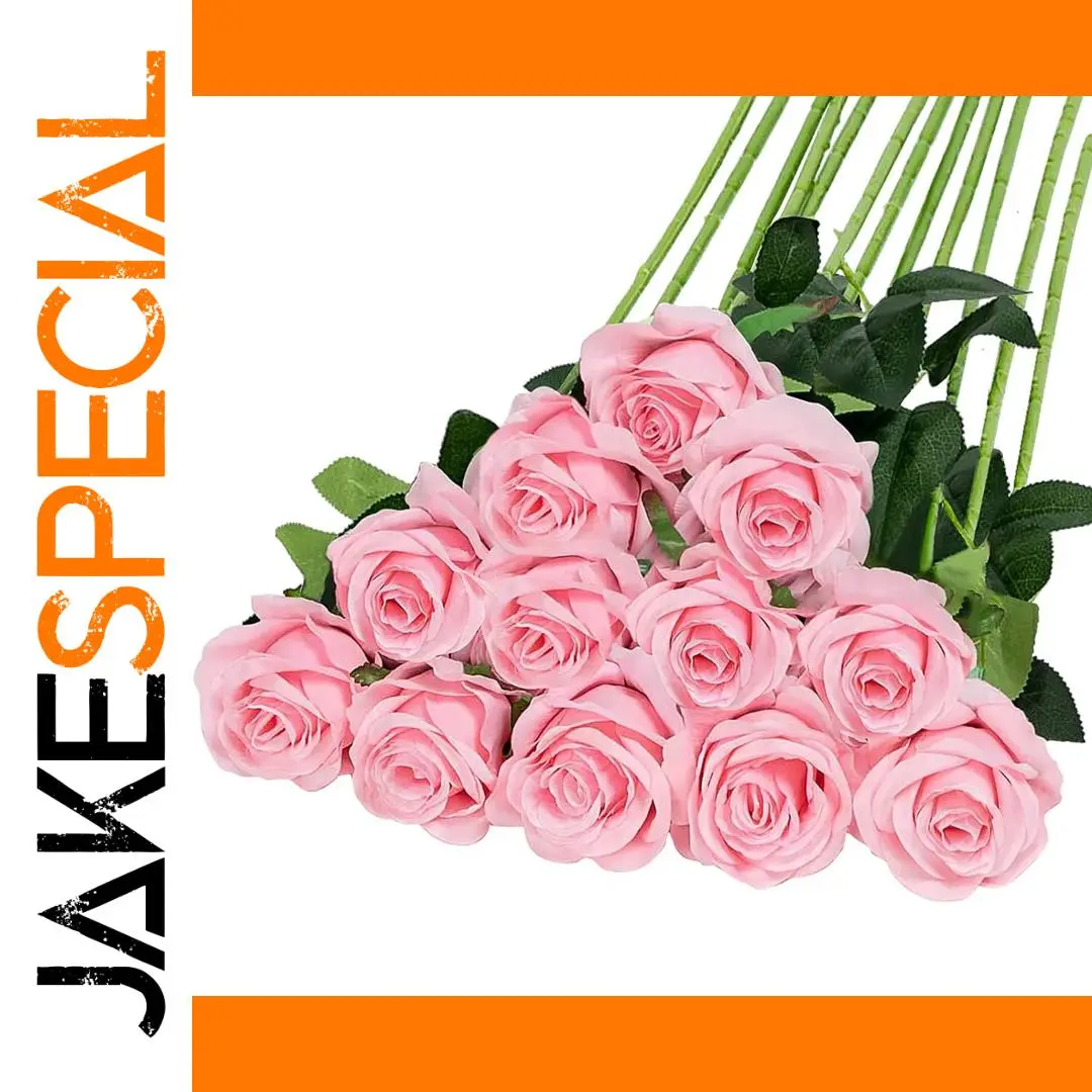Artificial Pink Rose Bouquet Set of 12 1 Artificial Pink Rose Bouquet Set of 12
