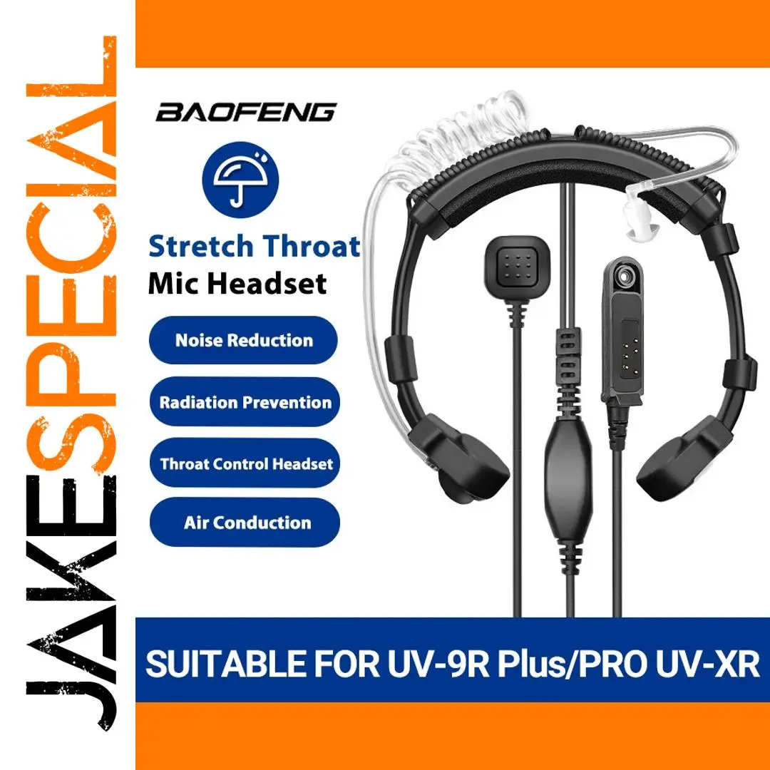 Waterproof Acoustic Throat Mic Headset for Baofeng UV-9R 1 Waterproof Acoustic Throat Mic Headset for Baofeng UV-9R