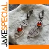 Vintage Waterdrop Earrings with Red Stones