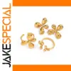 Elegant Stainless Steel Gold Floral Jewelry Set
