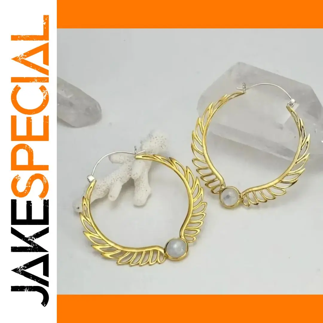 Vintage Wing Inlaid White Stone Earrings 1 Vintage Wing Inlaid White Stone Earrings