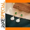 Gold Drop Earrings with Green Zircon and Pearls