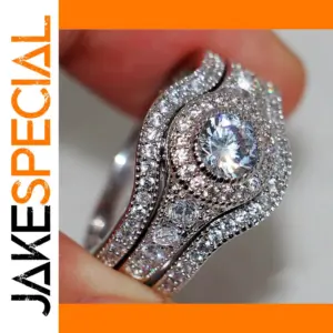 Silver Zircon Women’s Ring Set with AAA Stones