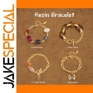 Vintage Amber Resin Stainless Steel Bracelet