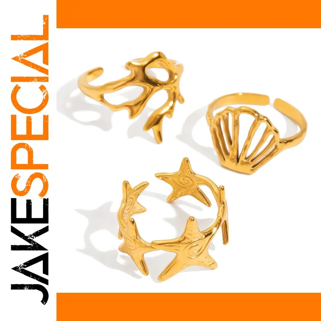 Ocean-Inspired Stainless Steel Adjustable Rings 1 Ocean-Inspired Stainless Steel Adjustable Rings