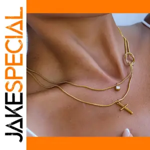 Gold Double-Layer Stainless Steel Necklace for Women