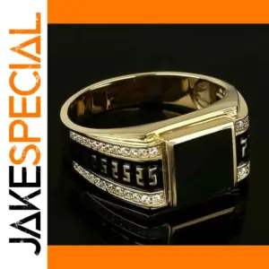 Bold Men's Geometric Ring with Zircon Accents