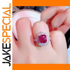 Elegant Red Princess Cut Gemstone Ring for Women