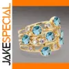 Multi-Band Gold Cocktail Ring with Blue Stones