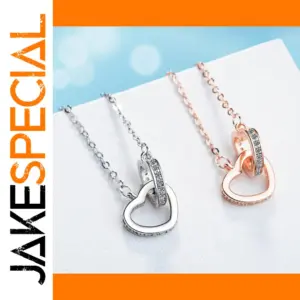 Double Heart CZ Pendant Necklace for Women