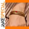 Luxury Stainless Steel Gold Bracelet with Red Stone