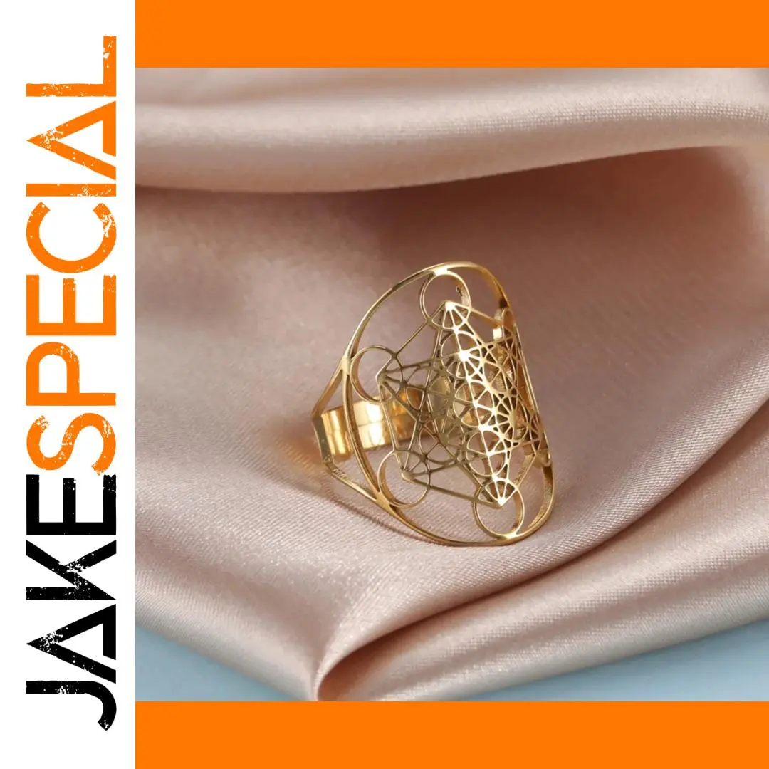 Sacred Geometry Metatron Cube Adjustable Ring 1 Sacred Geometry Metatron Cube Adjustable Ring