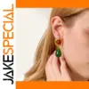 Vintage Stainless Steel Drop Earrings with Agate