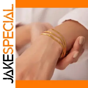 Gold Stainless Steel Three-Layer Snake Chain Bracelet