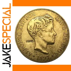 1897 Spanish 100 Pesetas Alfonso XII Replica Coin