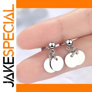 Stackable Silver Disc Drop Earrings for Women