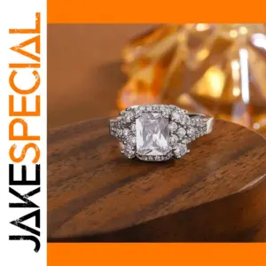 Geometric Silver Ring with Zircon Accents