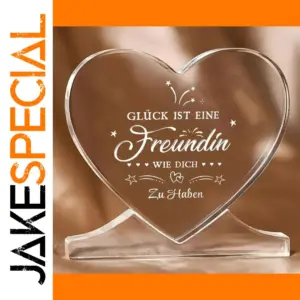 Heart-Shaped Acrylic Decor with German Quote