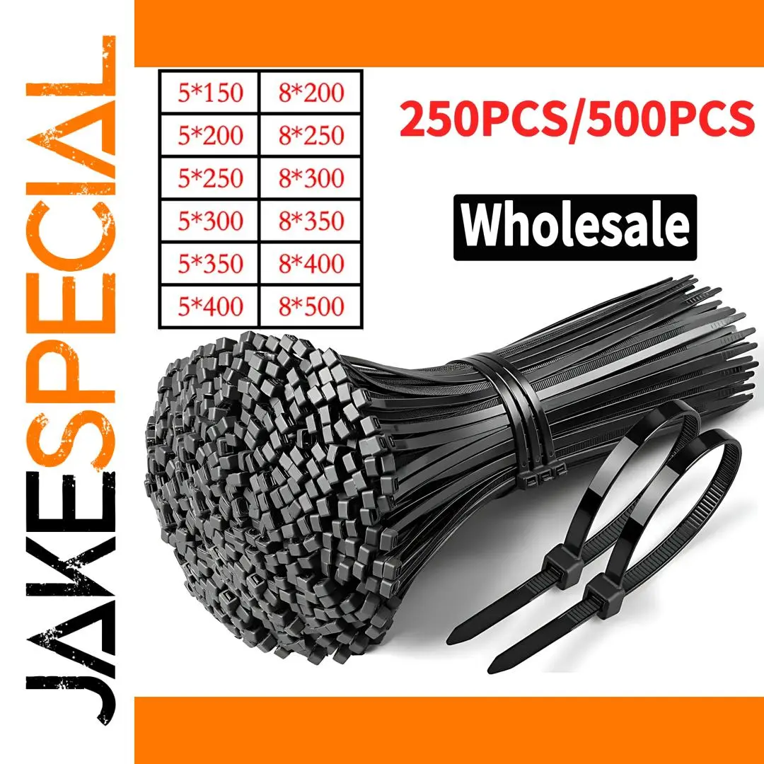 Black Nylon Cable Ties 150-500mm, 5/8mm Pack 1 Black Nylon Cable Ties 150-500mm, 5/8mm Pack