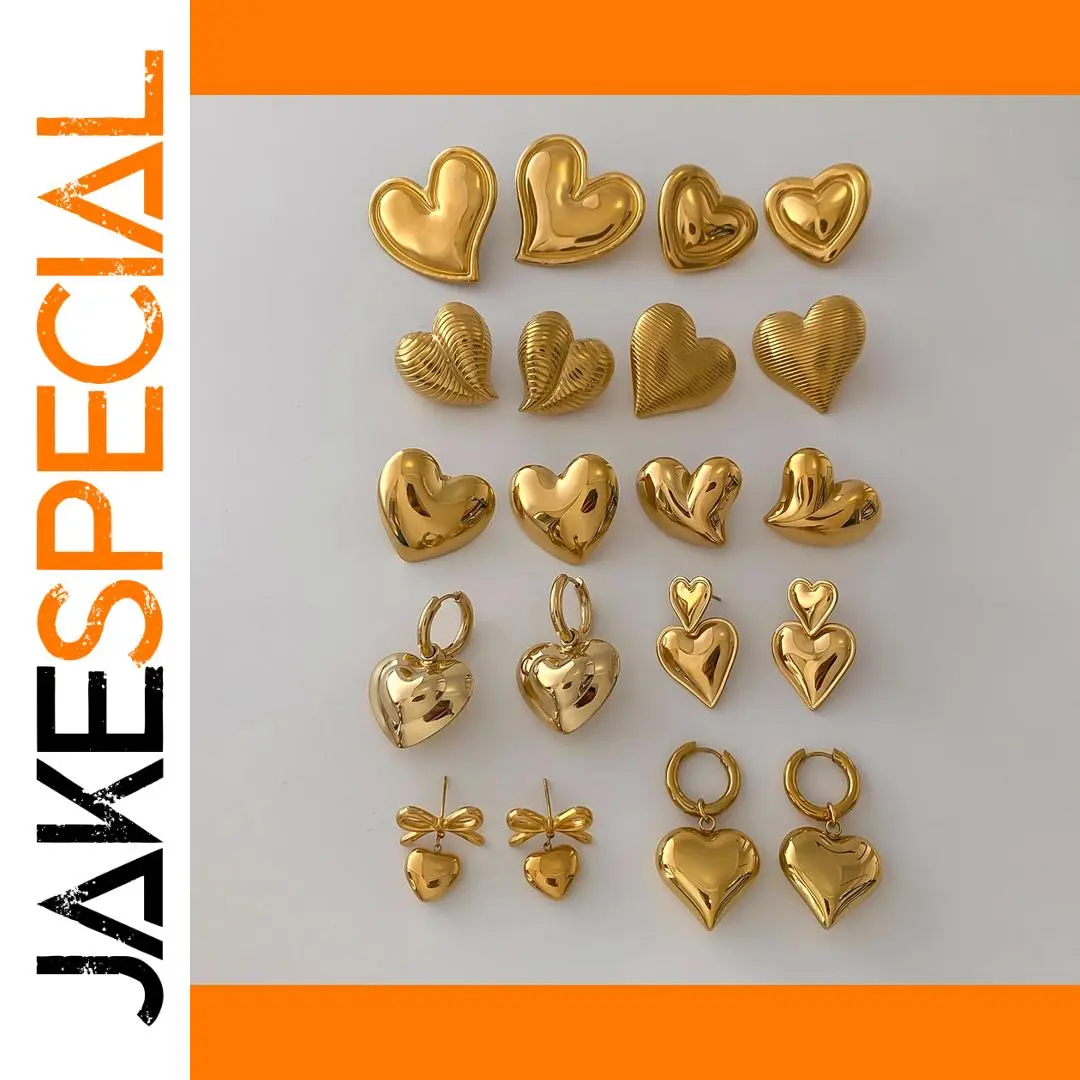 Stainless Steel Gold Heart Earrings Collection 1 Stainless Steel Gold Heart Earrings Collection