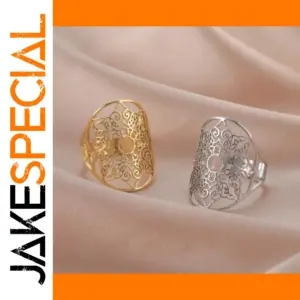 Adjustable Filigree Flower Ring for Women