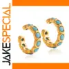 Vintage Turquoise Hoop Earrings in Stainless Steel