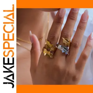 Women's Gold Leaf Stackable Ring in Stainless Steel