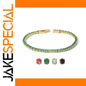 Gold Stainless Steel Charm Bracelet with Cubic Zirconia