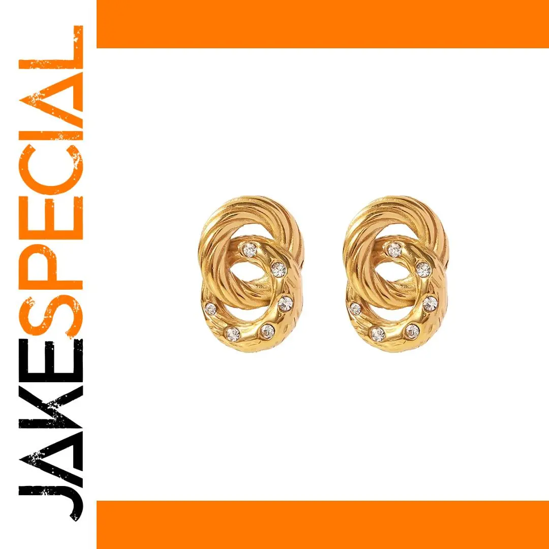 Gold-Tone Stainless Steel Fried Dough Earrings 1 Gold-Tone Stainless Steel Fried Dough Earrings