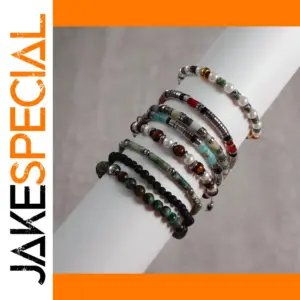 Stainless Steel Gold Beaded Bracelet Stack