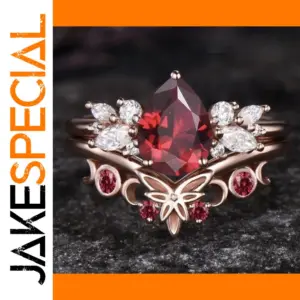 Rose Gold Waterdrop Flower Ring Set for Women