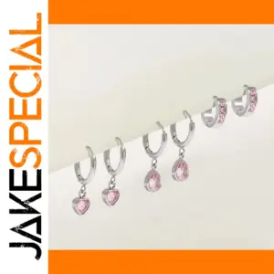 Elegant Stainless Steel Pink Zircon Earrings