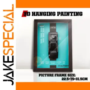 3D Car Wall Art with Dark Wood Frame